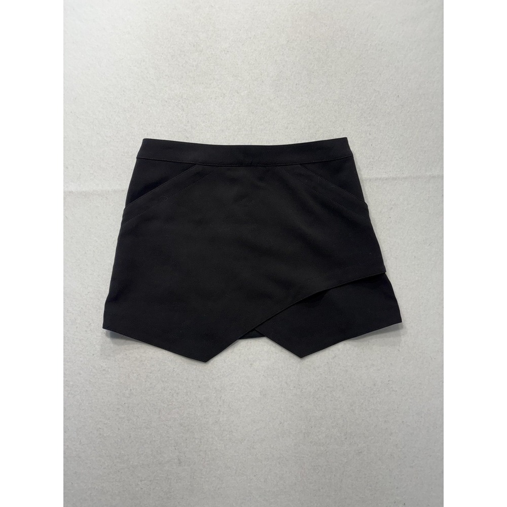BCBGMAXAZRIA Skirt Womens Small Black Wrap Asymmetric Layered Mini Beckett Zip